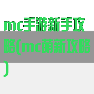 mc手游新手攻略(mc萌新攻略)