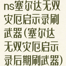 ns塞尔达无双灾厄启示录刷武器(塞尔达无双灾厄启示录后期刷武器)