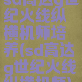 sd高达g世纪火线纵横机师培养(sd高达g世纪火线纵横机师)