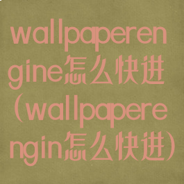 wallpaperengine怎么快进(wallpaperengin怎么快进)