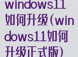 windows11如何升级(windows11如何升级正式版)