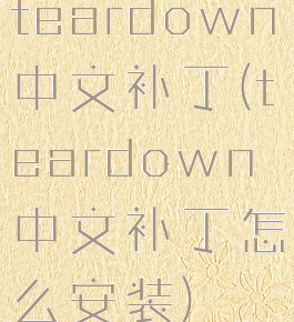 teardown中文补丁(teardown中文补丁怎么安装)